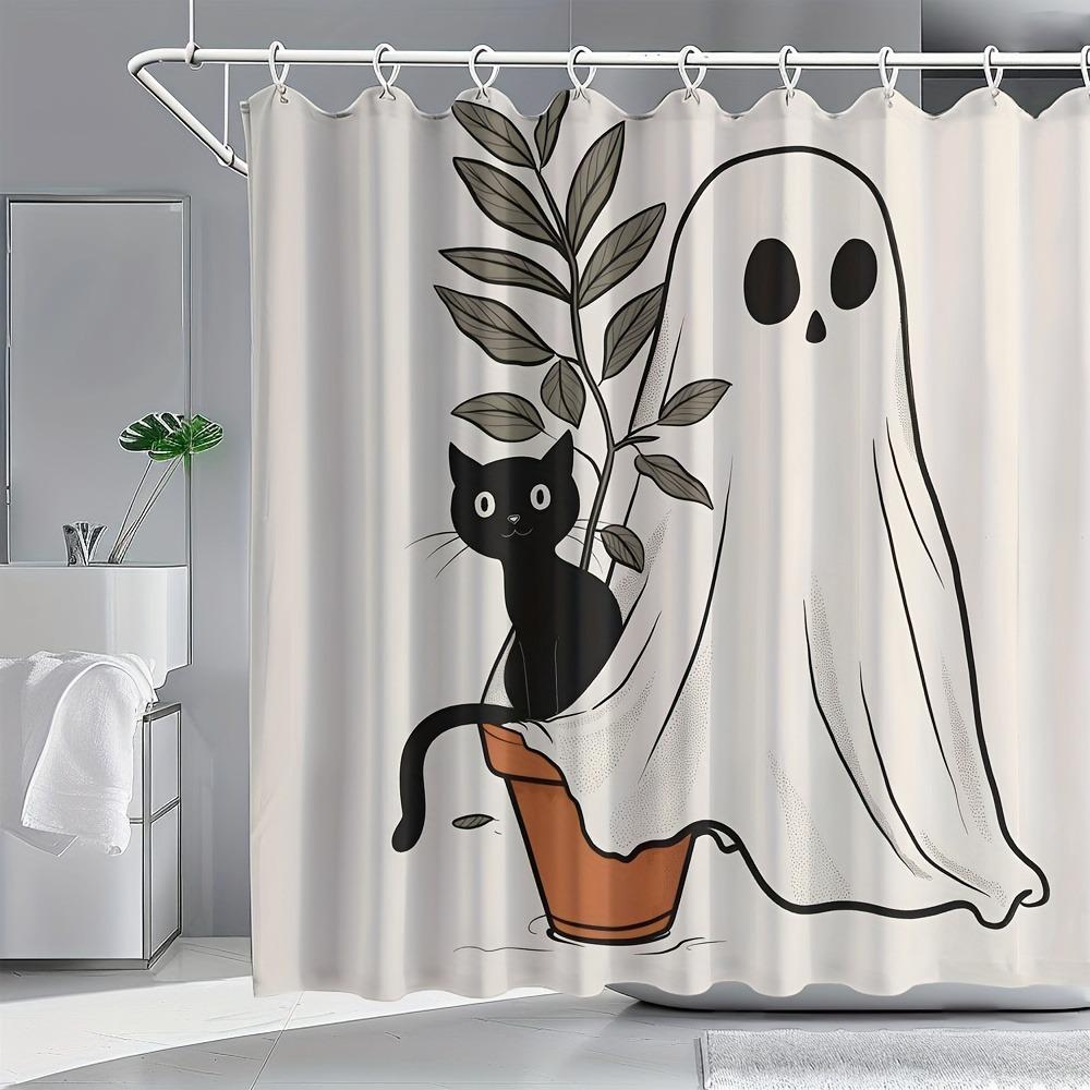 Ghost And Cat Cartoon Patterns Washable Dirt-Resistant Shower Curtain Shower Head Waterproof Polyester Bath Curtain W60H190(CM)-1 Pcs
Ghost And Cat Cartoon Patterns Washable Dirt-Resistant Shower Curtain Shower Head Waterproof Polyester Bath Curtain W60H190(CM)-1 Pcs