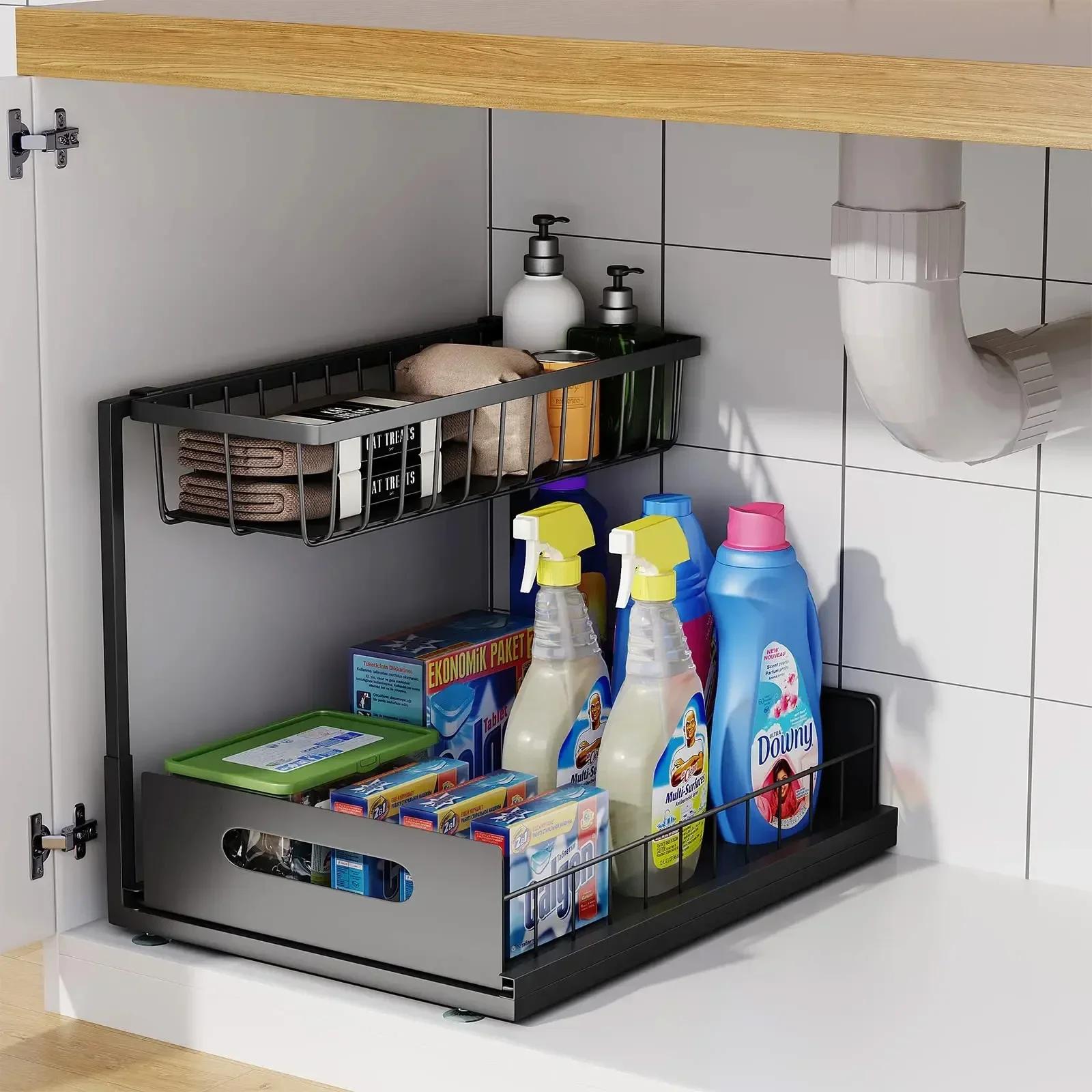 Under Sink 2 Tier Sliding Cabinet Basket Organizer Drawer Pull Out Cabinet Multi-Purpose Sink Organizer for Bathroom Kitchen чёрный
Under Sink 2 Tier Sliding Cabinet Basket Organizer Drawer Pull Out Cabinet Multi-Purpose Sink Organizer for Bathroom Kitchen чёрный