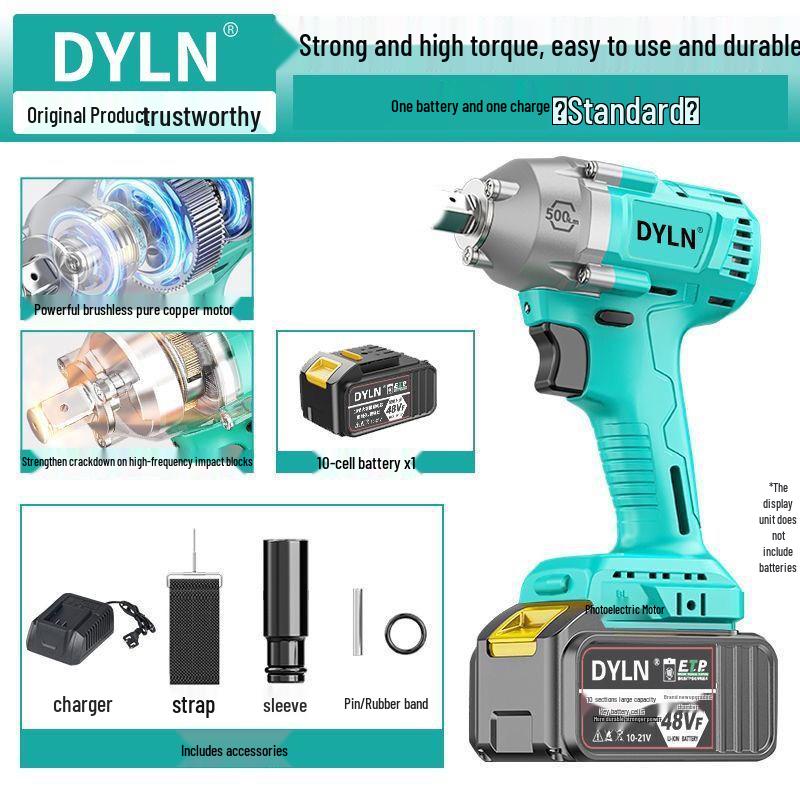 DYLN Da Yi 6802 Brushless Impact Wrench - Universal Electric Auto Repair Tool with Lithium Battery for Scaffolding Workers.
DYLN Da Yi 6802 Brushless Impact Wrench - Universal Electric Auto Repair Tool with Lithium Battery for Scaffolding Workers.