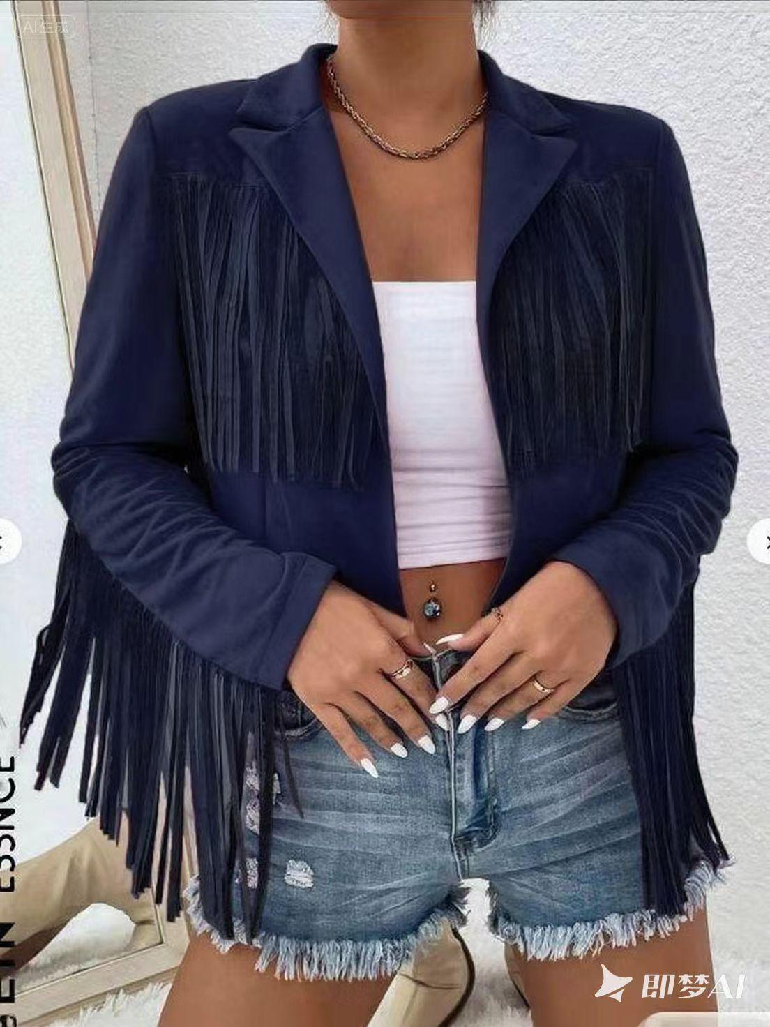 Black Long Sleeve Fringe Jacket XL Темно-синій
Black Long Sleeve Fringe Jacket XL Темно-синій