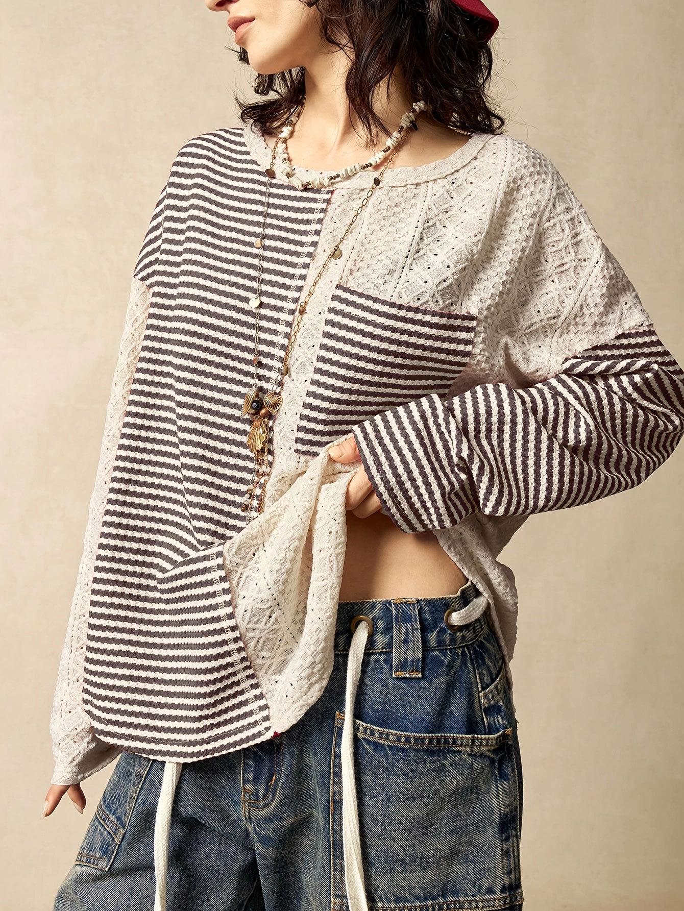 2026 Plus Size European & American Stripe Patchwork Frayed Pocket T-shirt 2XL хаки
2026 Plus Size European & American Stripe Patchwork Frayed Pocket T-shirt 2XL хаки