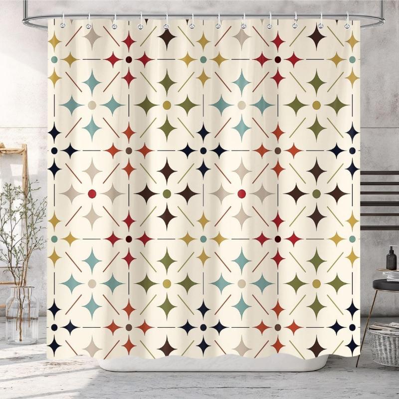 Mid Century Shower Curtain Vintage, Retro Geometric Boho Modern Fabric Bathroom Decor, Colorful Abstract Aesthetic Art Curtain W60H190(CM)-1 Pcs
Mid Century Shower Curtain Vintage, Retro Geometric Boho Modern Fabric Bathroom Decor, Colorful Abstract Aesthetic Art Curtain W60H190(CM)-1 Pcs