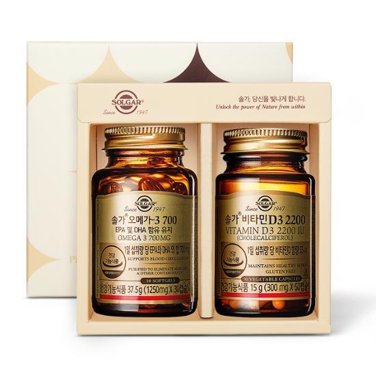 Solgar Omega-3 D Set (Solgar Omega-3 700 (30 capsules/1 month’s worth) + Solgar Vitamin D3 2200 IU (50 capsules/50 days’ worth)), Korean health food
Solgar Omega-3 D Set (Solgar Omega-3 700 (30 capsules/1 month’s worth) + Solgar Vitamin D3 2200 IU (50 capsules/50 days’ worth)), Korean health food