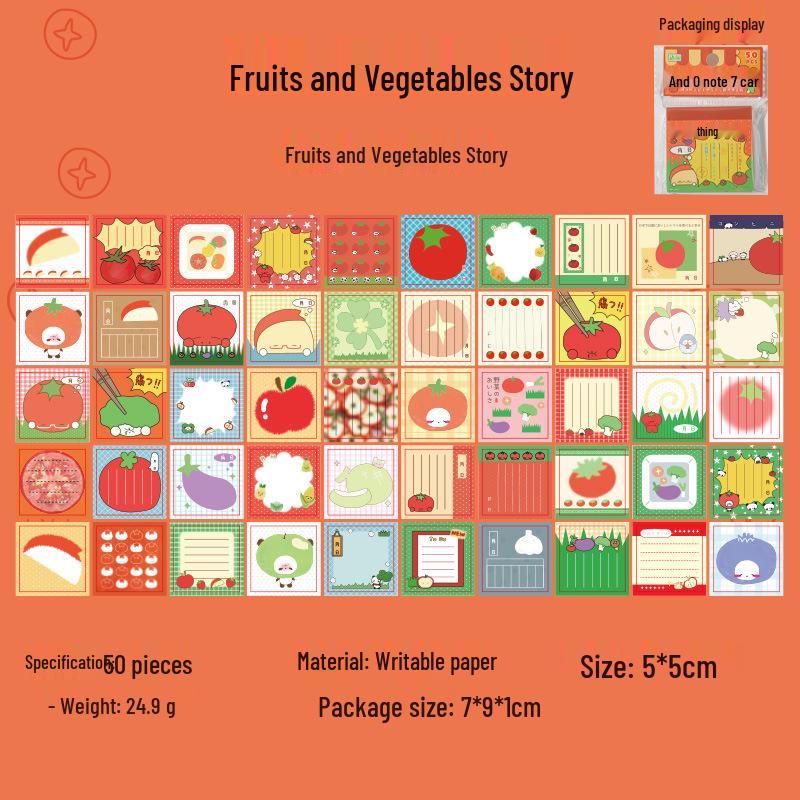 Retro Fruit & Vegetable Sticky Notes - Cute Gakki Nose Collage Material (50 pcs)
Retro Fruit & Vegetable Sticky Notes - Cute Gakki Nose Collage Material (50 pcs)