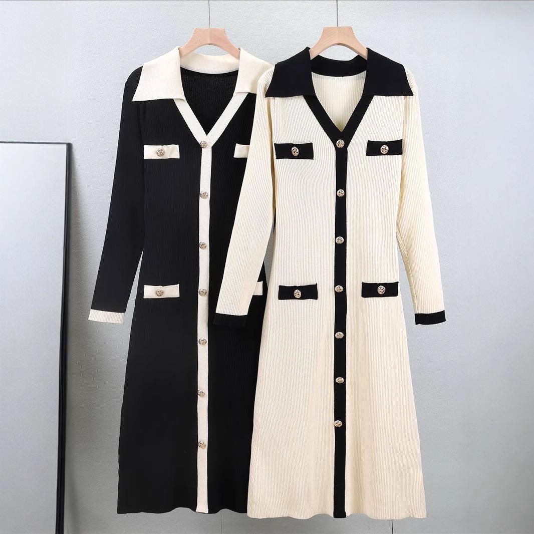 French V-neck Knitted Mid-length Dress - Women s Fashionable Office Single-breasted Style One size чорний
French V-neck Knitted Mid-length Dress - Women s Fashionable Office Single-breasted Style One size чорний