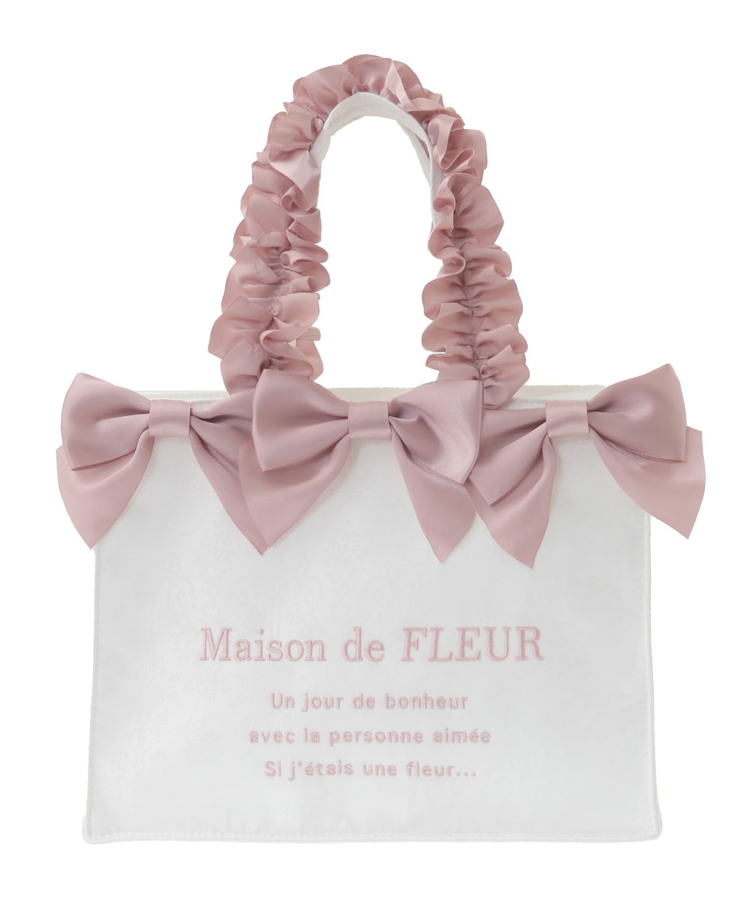 Maison de Fleur Jacquard Ribbon Frill Square Tote S Bag, Ivory, Size F, 08000628400
Maison de Fleur Jacquard Ribbon Frill Square Tote S Bag, Ivory, Size F, 08000628400