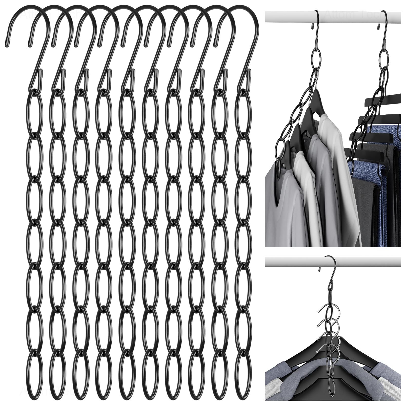 NiHome Joint Hanging Storage Hanger Convenient Hanger, Space-Saving Chain, Anti-Bend, Door/Wall Mountable, Item, 10-Pack (Black) чёрный
NiHome Joint Hanging Storage Hanger Convenient Hanger, Space-Saving Chain, Anti-Bend, Door/Wall Mountable, Item, 10-Pack (Black) чёрный