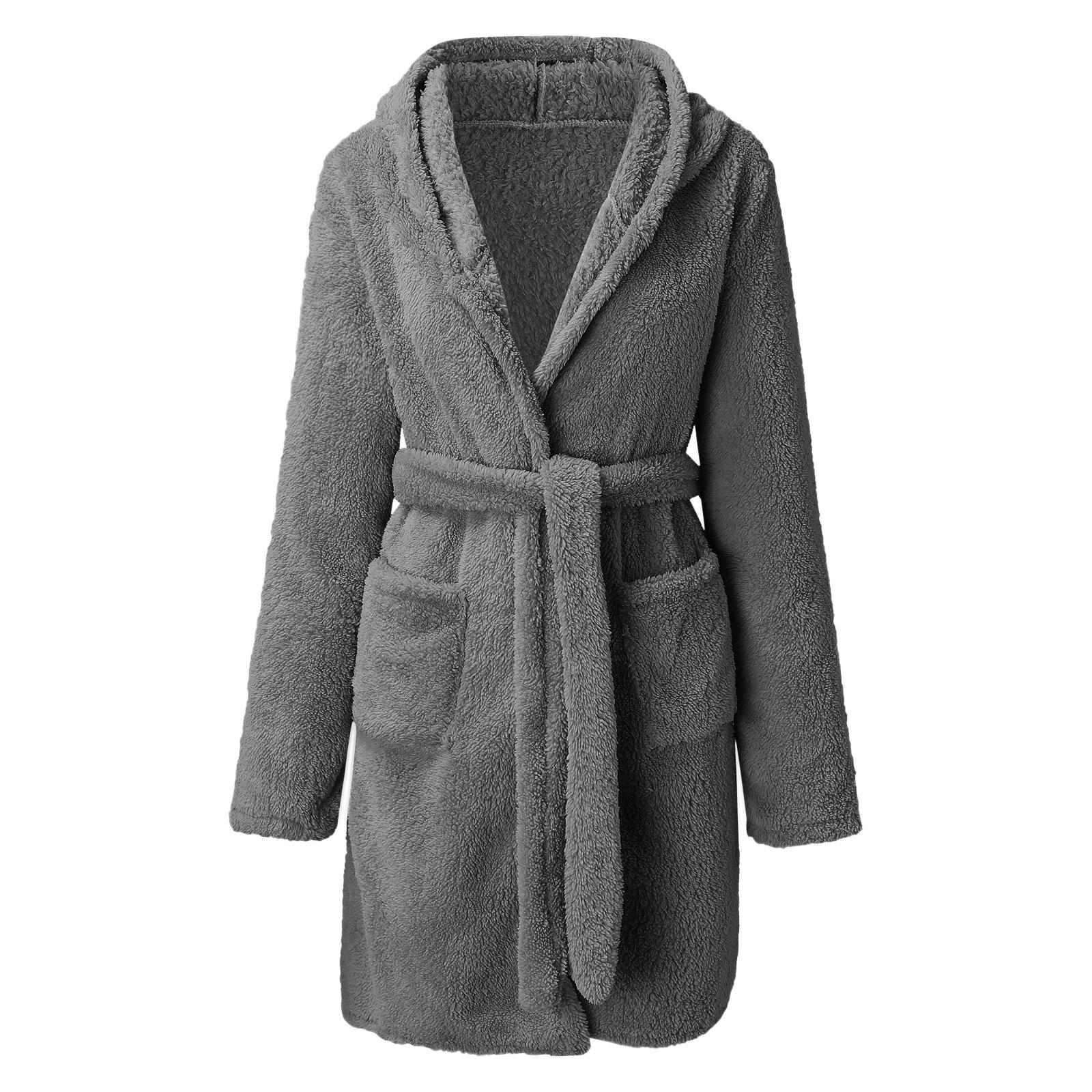 Winter Hooded Home Plush Pajamas Solid Color Warm Bathrobe Women XXL сірий колір
Winter Hooded Home Plush Pajamas Solid Color Warm Bathrobe Women XXL сірий колір