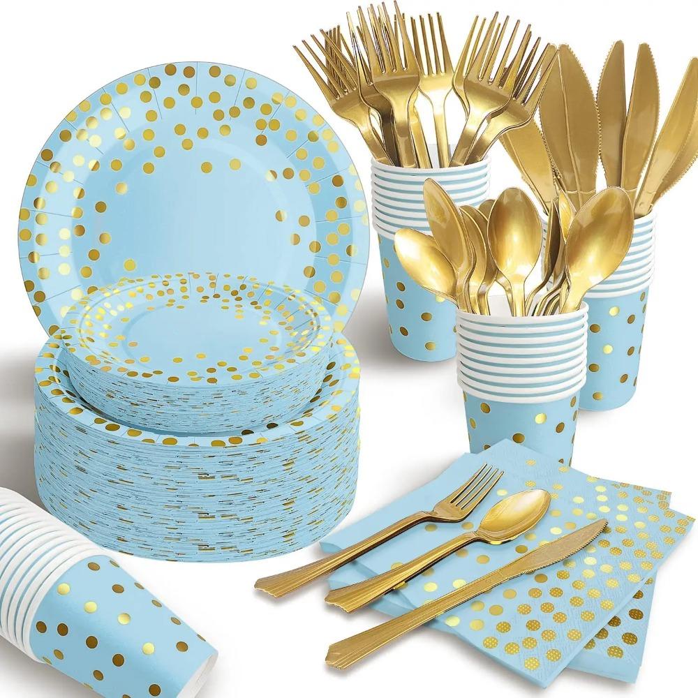 Blue Gold Dot Party Supplies Disposable Party Dinnerware Golden Dot Paper Plates Napkins Cups for Birthday Wedding party decor
Blue Gold Dot Party Supplies Disposable Party Dinnerware Golden Dot Paper Plates Napkins Cups for Birthday Wedding party decor