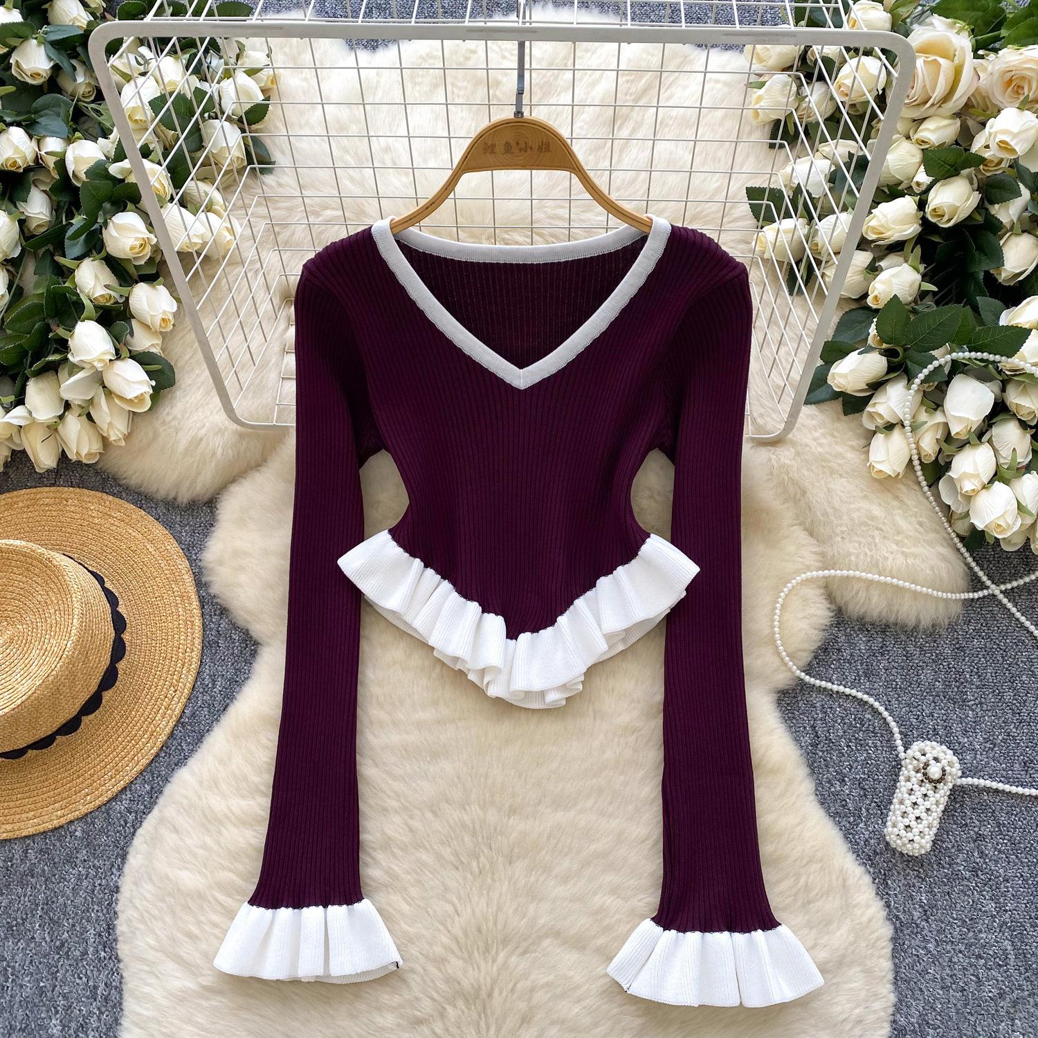 Women s V Neck Long Sleeve Top Black White Trim Casual Blouse One size бордовий
Women s V Neck Long Sleeve Top Black White Trim Casual Blouse One size бордовий