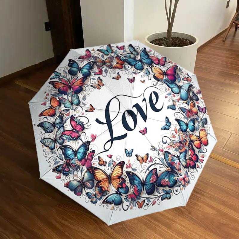 Butterfly Wreath Love Design Automatic Opening Folding Umbrella - Portable 3-Fold Design with 8-Bone Iron Frame, Perfect for Outdoor Use, Fe
Butterfly Wreath Love Design Automatic Opening Folding Umbrella - Portable 3-Fold Design with 8-Bone Iron Frame, Perfect for Outdoor Use, Fe