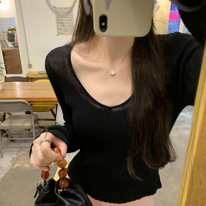 Нежный кружевной свитер с V-образным вырезом, тонкими длинными рукавами и внутренней отделкой, короткий топ для женщин на раннюю осень L
Нежный кружевной свитер с V-образным вырезом, тонкими длинными рукавами и внутренней отделкой, короткий топ для женщин на раннюю осень L