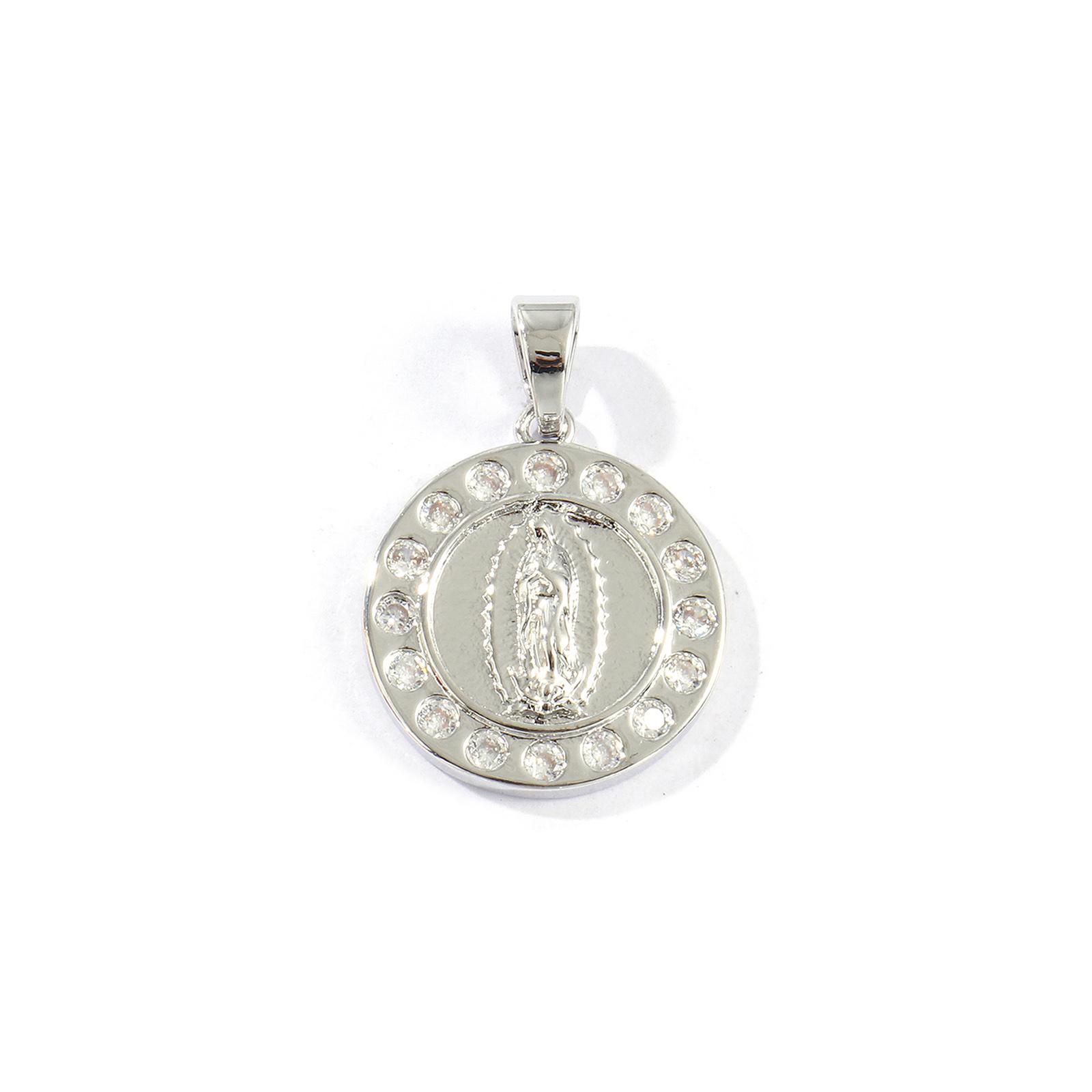 2 PCs Brass Religious Charm Pendant Gold Plated Round Disc Virgin Mary Micro Pave Clear Cubic Zirconia For DIY Necklace Making
2 PCs Brass Religious Charm Pendant Gold Plated Round Disc Virgin Mary Micro Pave Clear Cubic Zirconia For DIY Necklace Making