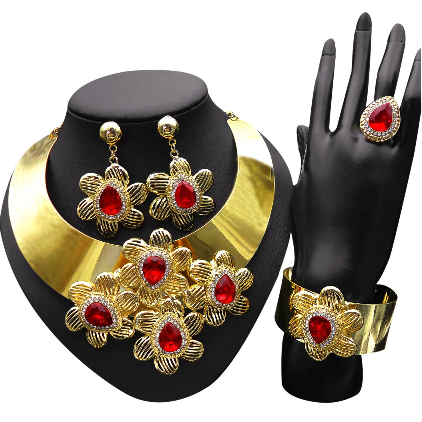 Zhuerrui African Alloy Design Jewelry Set Итальянский роскошный позолоченный набор украшений из красных драгоценных камней Brazil Регулируемый дизайнерский набор
Zhuerrui African Alloy Design Jewelry Set Итальянский роскошный позолоченный набор украшений из красных драгоценных камней Brazil Регулируемый дизайнерский набор