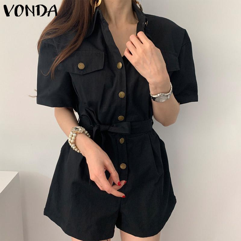 VONDA летние женские короткие комбинезоны с короткими рукавами, однотонные повседневные свободные мини-боди больших размеров
VONDA летние женские короткие комбинезоны с короткими рукавами, однотонные повседневные свободные мини-боди больших размеров