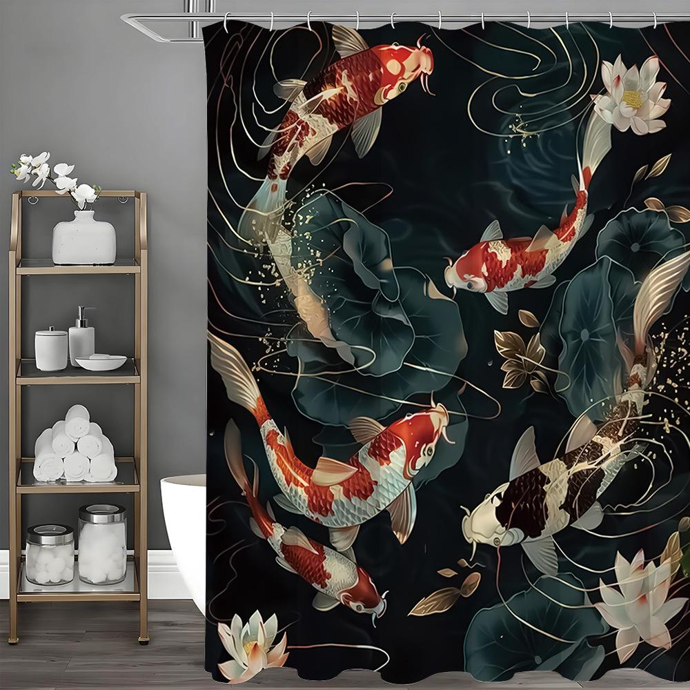 Lotus flowers and colorful carp fish Shower Curtain Washable Dirt-Resistant Shower Head waterproof Polyester Bath Curtain 90x180CM
Lotus flowers and colorful carp fish Shower Curtain Washable Dirt-Resistant Shower Head waterproof Polyester Bath Curtain 90x180CM