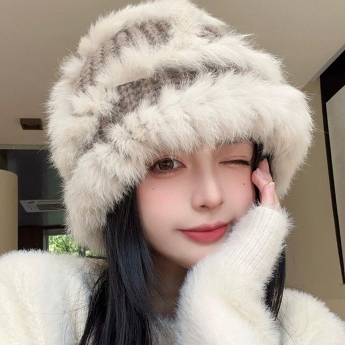 Rabbit Fur Winter Fisherman Hat - Fluffy, Cozy, and Versatile. Perfect for a Sweet, Cute Look and Big Face Fit. One Size
Rabbit Fur Winter Fisherman Hat - Fluffy, Cozy, and Versatile. Perfect for a Sweet, Cute Look and Big Face Fit. One Size