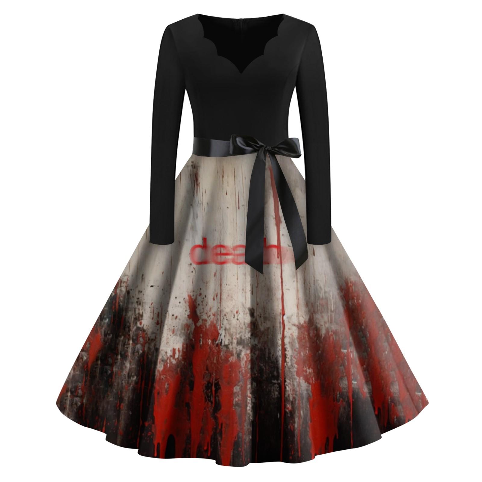 Жіноча вінтажна класична сукня з вирізом і талією, краваткою-метелем, довгими рукавами, Хеллоуїн, принт з V-подібним вирізом XXL Кіновар
Жіноча вінтажна класична сукня з вирізом і талією, краваткою-метелем, довгими рукавами, Хеллоуїн, принт з V-подібним вирізом XXL Кіновар