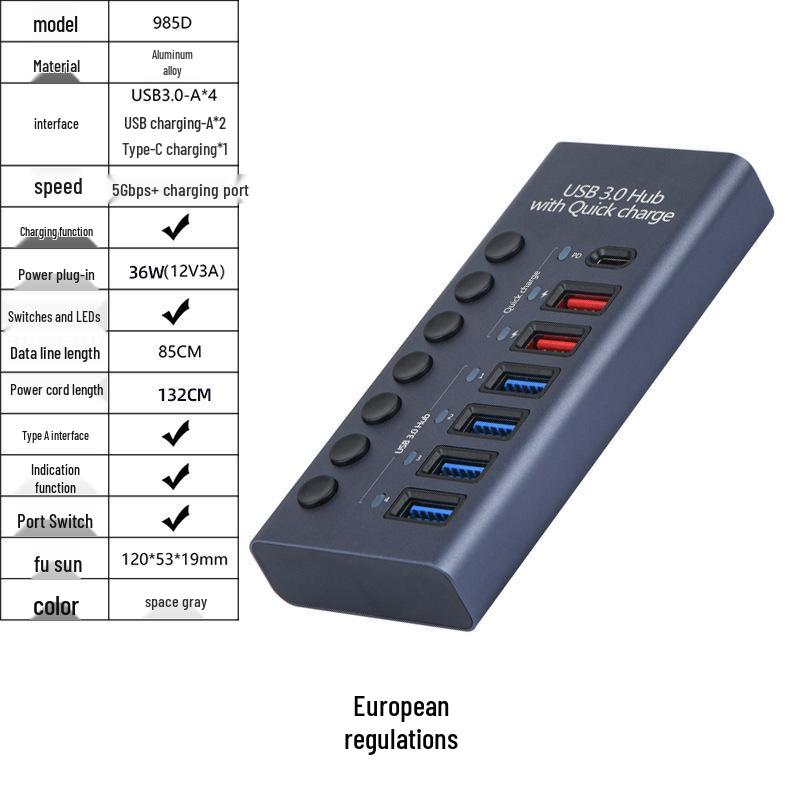 10-Port USB 3.0 Hub with Independent Switches and High Current Expansion Dock
10-Port USB 3.0 Hub with Independent Switches and High Current Expansion Dock