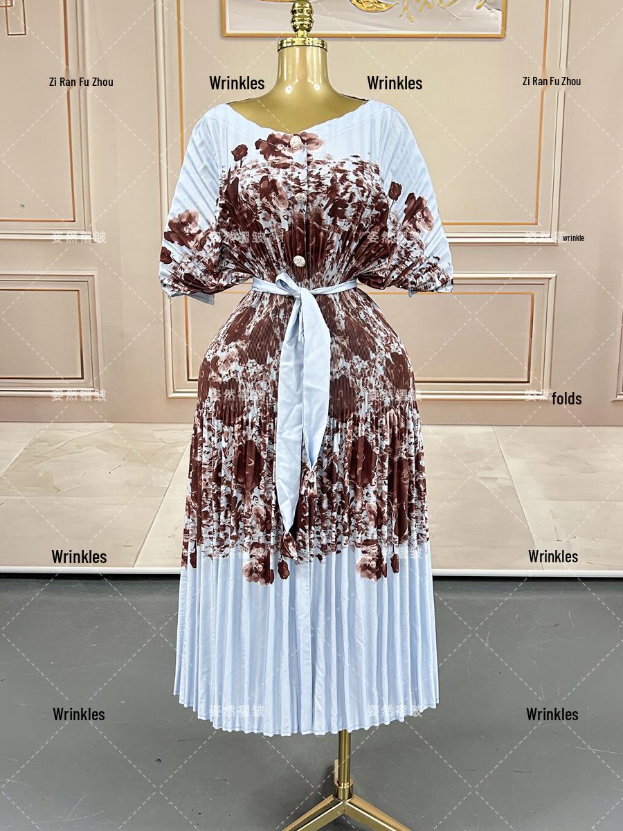 2026 Spring Miyake Pleated Dress: Elegant Waist-Cinching, Belly-Concealing, Large Hem, Batwing Sleeves, Mid-Length. One Size небо синє кольору
2026 Spring Miyake Pleated Dress: Elegant Waist-Cinching, Belly-Concealing, Large Hem, Batwing Sleeves, Mid-Length. One Size небо синє кольору