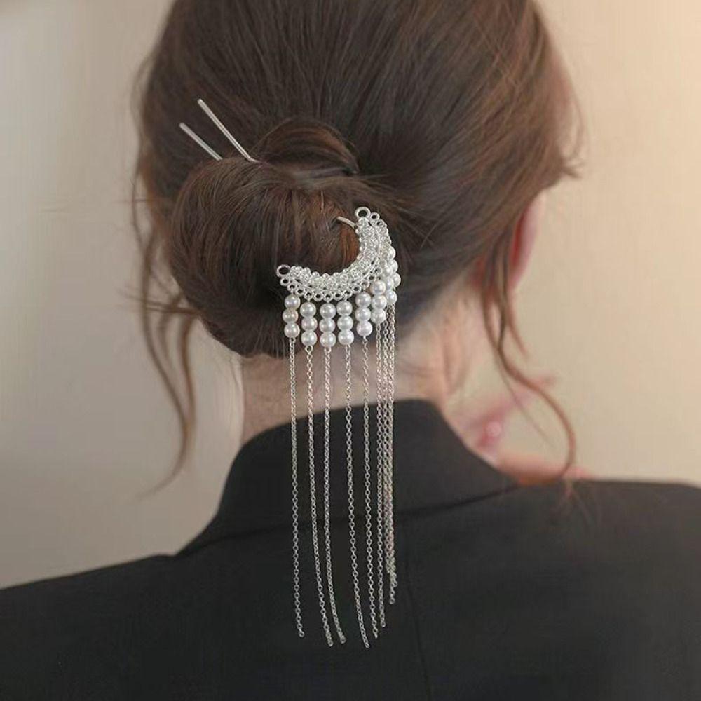 Rhinestone U-shaped Hair Stick Pearl Pearl Hair Stick Elegant Metal Hairpin Girls срібний
Rhinestone U-shaped Hair Stick Pearl Pearl Hair Stick Elegant Metal Hairpin Girls срібний