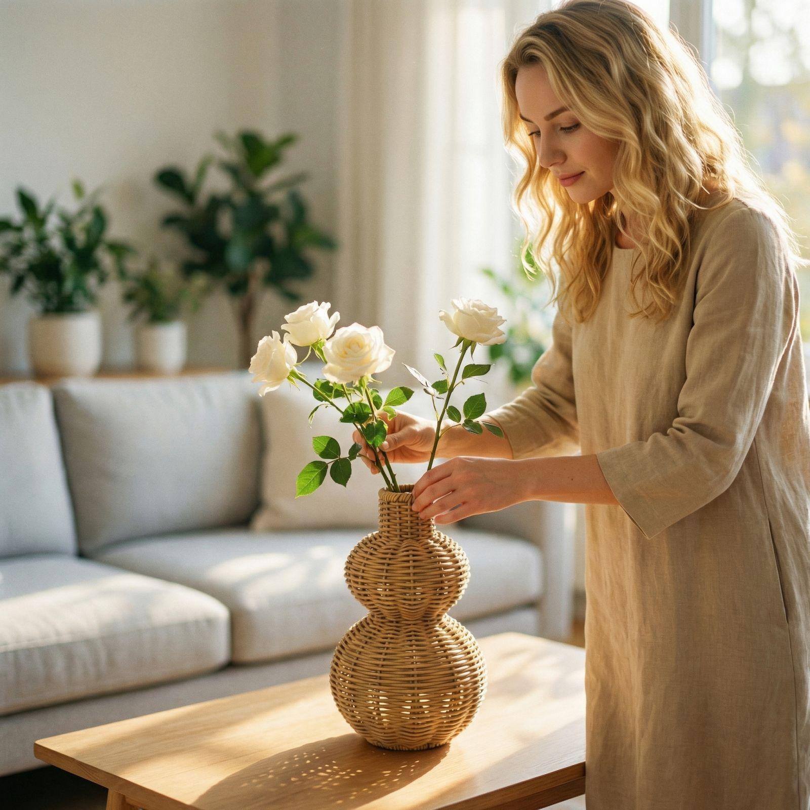 Imitation Rattan Woven Flower Vase, Home Decoration Vase Ornament One Size жовтий
Imitation Rattan Woven Flower Vase, Home Decoration Vase Ornament One Size жовтий