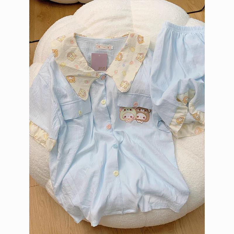 New color collar easy bear pajamas women s summer thin short-sleeved shorts two-piece set can be worn outside homewear set S
New color collar easy bear pajamas women s summer thin short-sleeved shorts two-piece set can be worn outside homewear set S