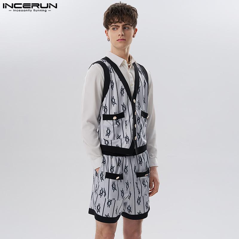 INCERUN Мужской модный комплект из двух предметов с принтом в стиле пэчворк 
INCERUN Мужской модный комплект из двух предметов с принтом в стиле пэчворк