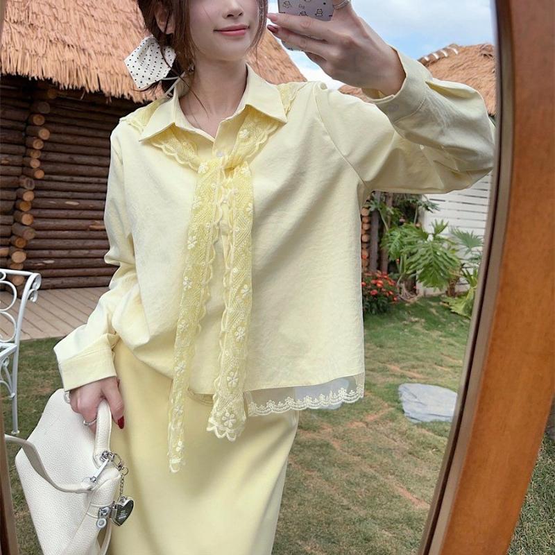 Женская желтая кружевная шаль рубашки французский стиль свободный отложной воротник блузки с длинным рукавом осенняя мода женский однобортный топ Onesize бежевый
Женская желтая кружевная шаль рубашки французский стиль свободный отложной воротник блузки с длинным рукавом осенняя мода женский однобортный топ Onesize бежевый