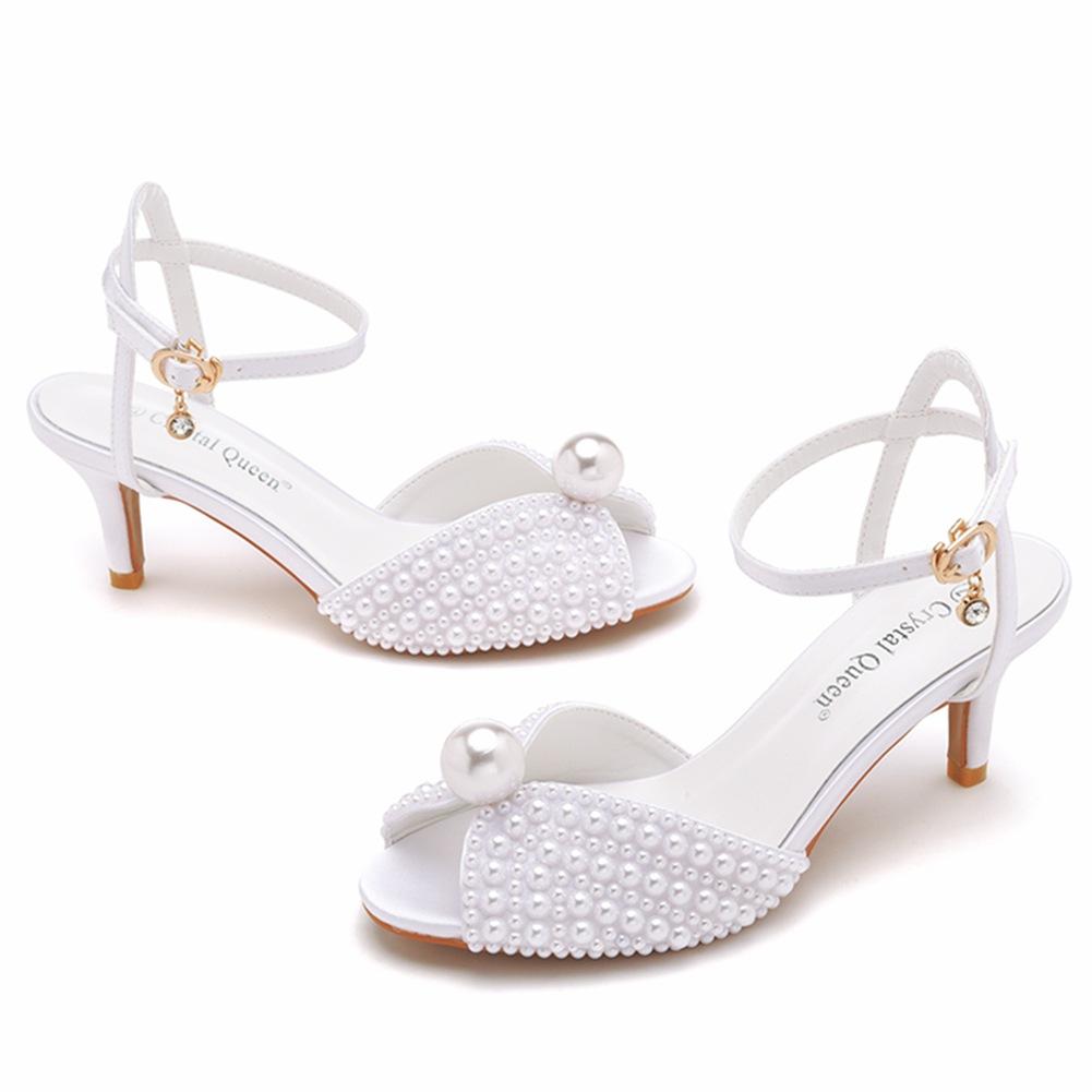 6cm Fish Mouth High Heel Sandals Shallow Mouth Buckle Large Size Round Toe High Heels Hollow Fish Mouth Satin Pearl Sandals 43
6cm Fish Mouth High Heel Sandals Shallow Mouth Buckle Large Size Round Toe High Heels Hollow Fish Mouth Satin Pearl Sandals 43