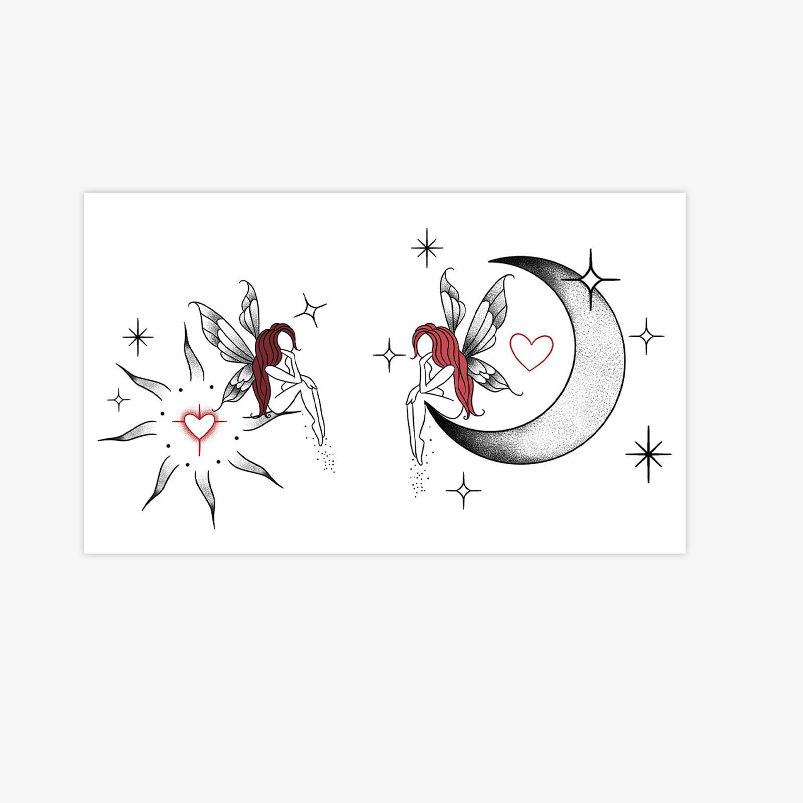 Moon Sun Elf Couple Tattoo Sticker Waterproof Long-Lasting Female Sweet Cool Love Star Crotch Sexy Sticker 9*15
Moon Sun Elf Couple Tattoo Sticker Waterproof Long-Lasting Female Sweet Cool Love Star Crotch Sexy Sticker 9*15