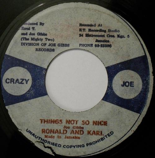 7inch Record RONALD KARL THE MIGHTY TWO Things Not So Nice NONE Crazy Joe Jamaica Reggae Ska Dub Used
7inch Record RONALD KARL THE MIGHTY TWO Things Not So Nice NONE Crazy Joe Jamaica Reggae Ska Dub Used