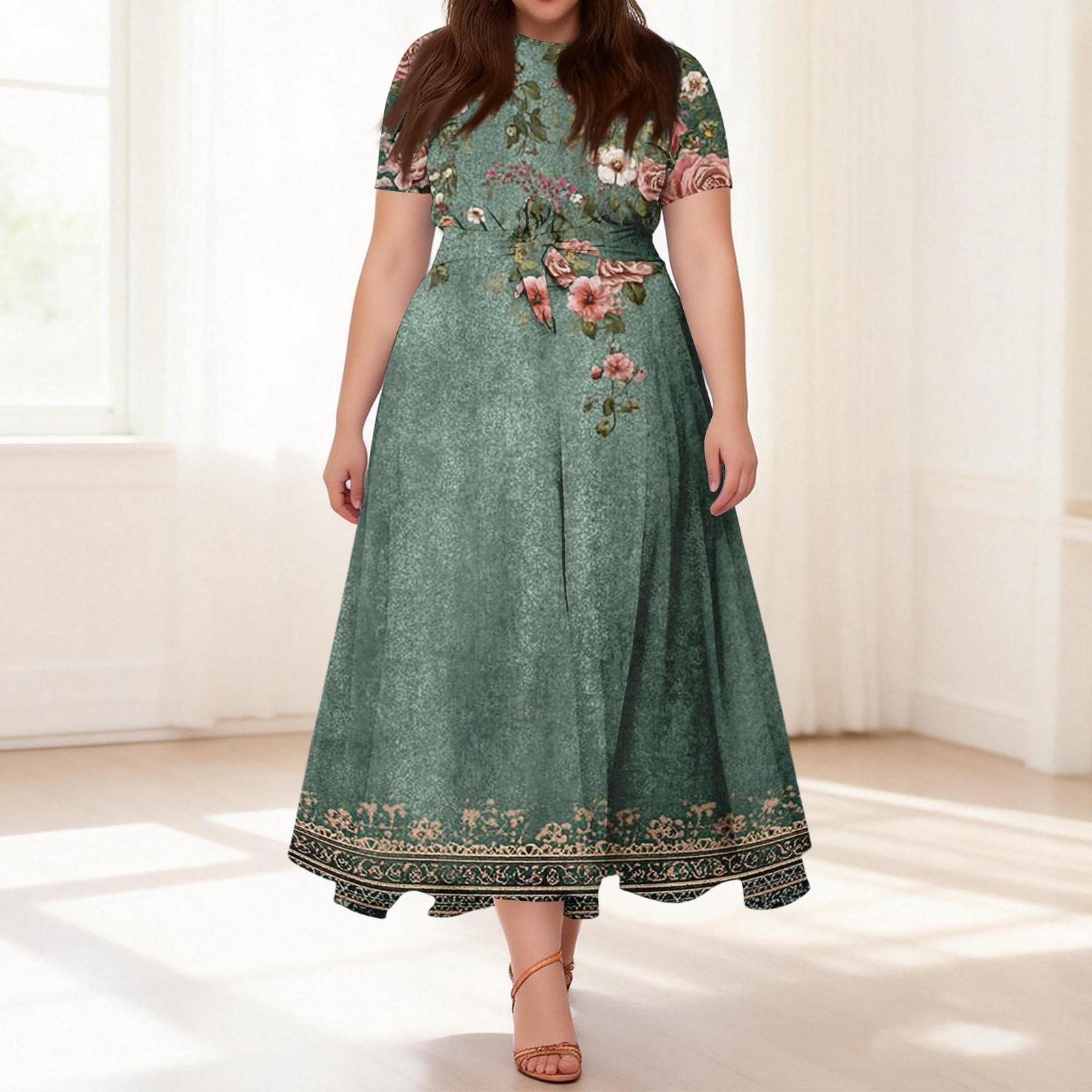 Women s Casual Fashion Plus Size Retro Floral Print Round Neck Short Sleeve Pocket Tie-Waist Dress XL
Women s Casual Fashion Plus Size Retro Floral Print Round Neck Short Sleeve Pocket Tie-Waist Dress XL