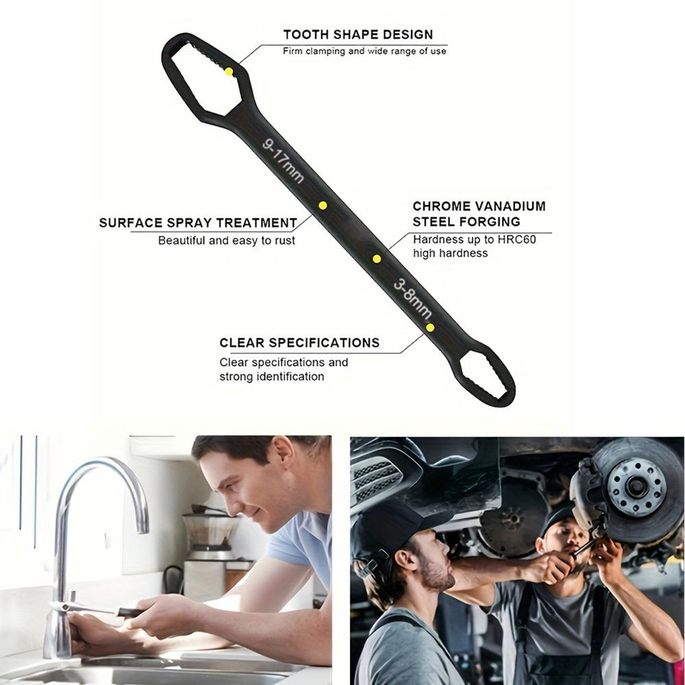 150mm Universal Torx Wrench 3-17mm Chrome Vanadium Steel Double-Head Self-Tightening Wrench Silver
150mm Universal Torx Wrench 3-17mm Chrome Vanadium Steel Double-Head Self-Tightening Wrench Silver