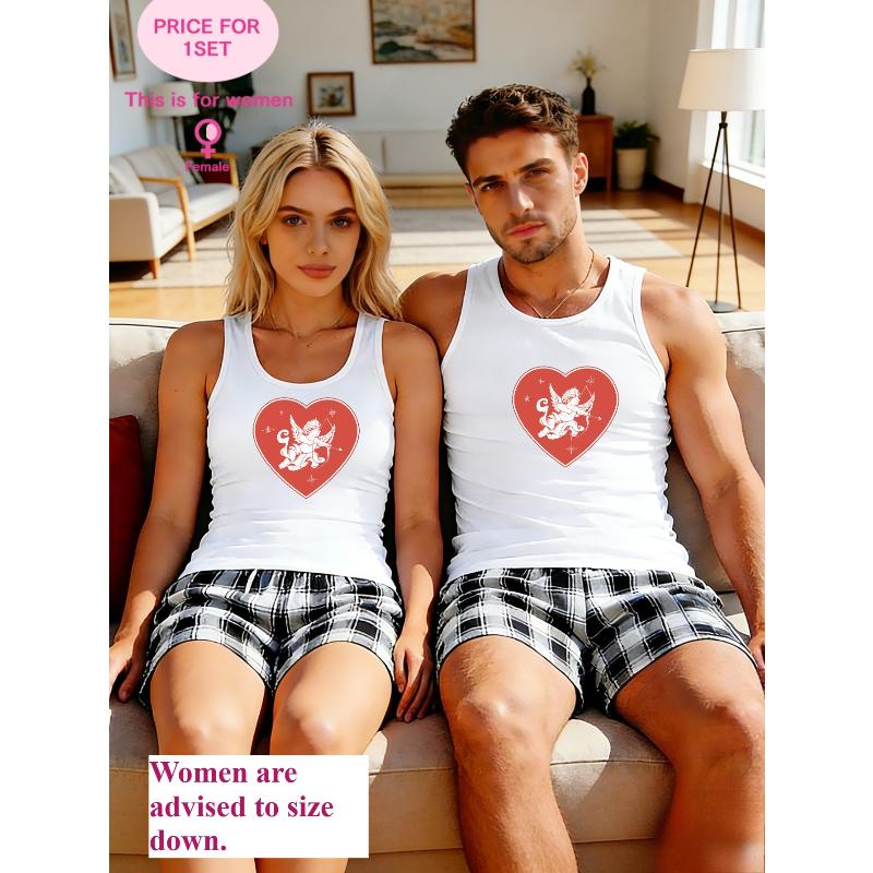 Cupid Heart-themed Tank Top and Shorts Set, Casual Everyday Outfit for Couples XXL білий
Cupid Heart-themed Tank Top and Shorts Set, Casual Everyday Outfit for Couples XXL білий