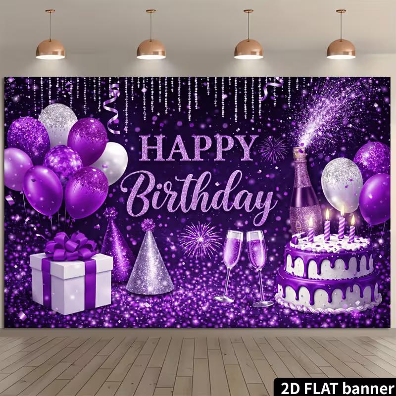 2D Purple Birthday Backdrop with Cake & Champagne Glasses for Party Decor 47.2x31.5inch/120*80cm
2D Purple Birthday Backdrop with Cake & Champagne Glasses for Party Decor 47.2x31.5inch/120*80cm