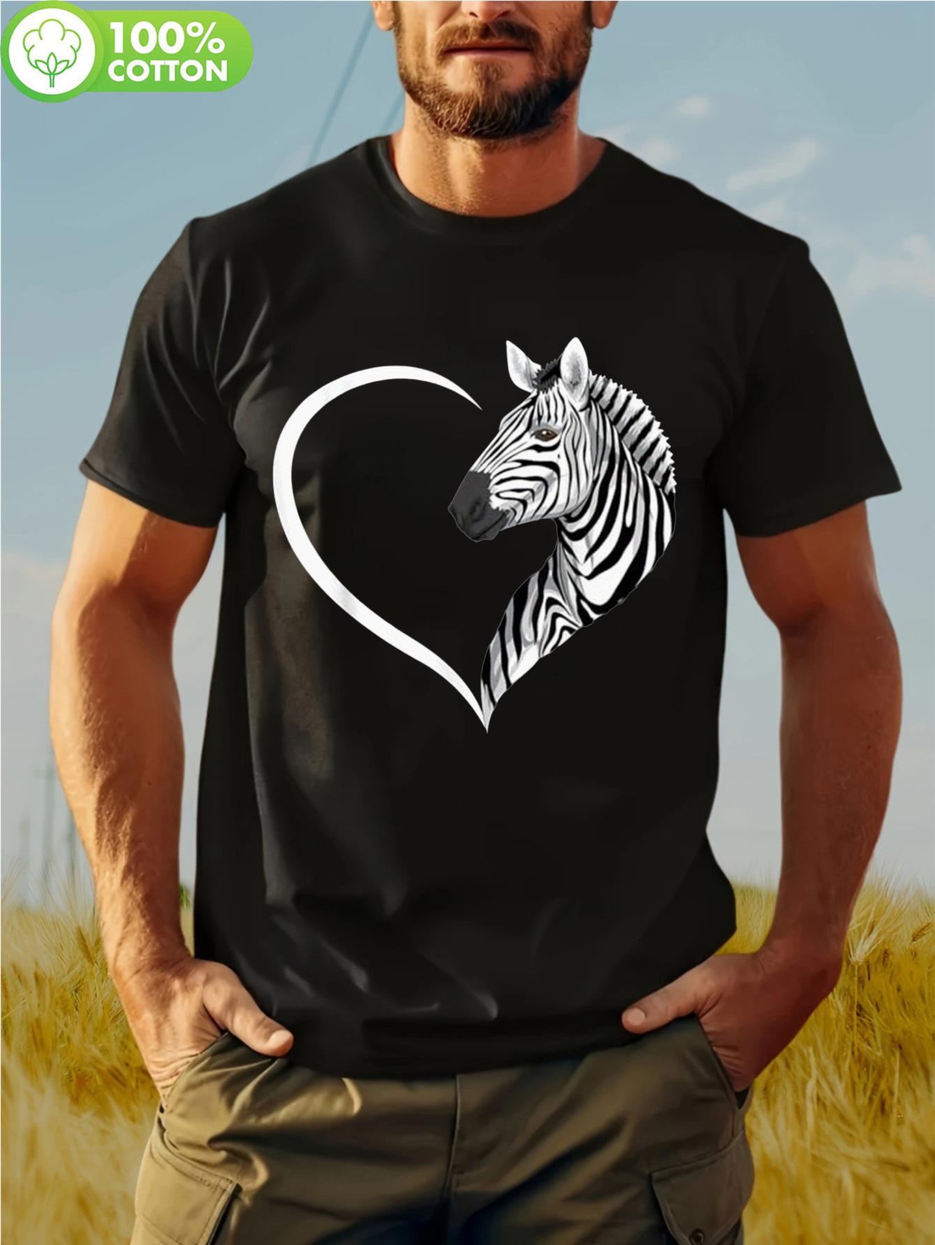 100% Cotton Breathable Short-Sleeve T-shirt with Zebra Heart Graphic Print - Relaxed Fit Round Neck Tee for Casual XXXL
100% Cotton Breathable Short-Sleeve T-shirt with Zebra Heart Graphic Print - Relaxed Fit Round Neck Tee for Casual XXXL