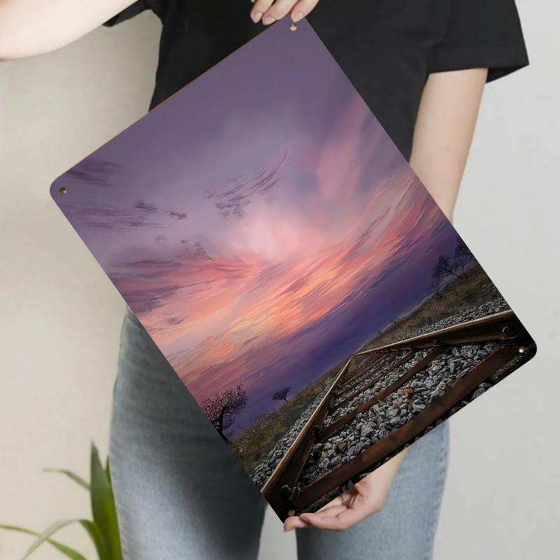 Twilight Railway Tracks Stretching to Gorgeous Sunset Metal Iron Painting Home Wall Decor Living Room Porch Creative Hanging Art 20x30cm(7.8x11.8inch)
Twilight Railway Tracks Stretching to Gorgeous Sunset Metal Iron Painting Home Wall Decor Living Room Porch Creative Hanging Art 20x30cm(7.8x11.8inch)
