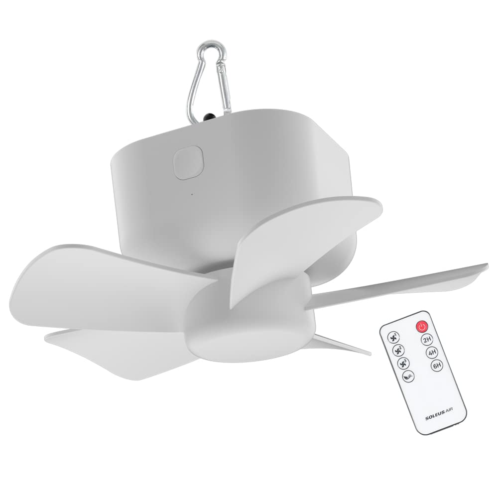 SOLEUS AIR Camping Ceiling Fan, Portable Hanging Fan, USB Rechargeable, Quiet, White, AIR701CFW, for Outdoor Camping
SOLEUS AIR Camping Ceiling Fan, Portable Hanging Fan, USB Rechargeable, Quiet, White, AIR701CFW, for Outdoor Camping