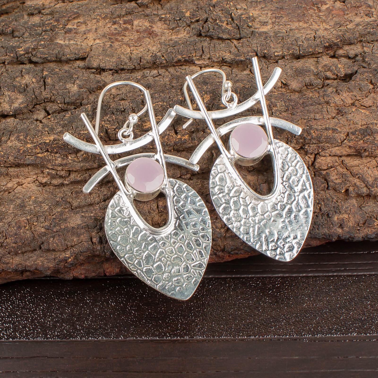 Rose Chalcedony Gemstone 925 Sterling Silver Handmade Earrings1.78 Gift For Her EE-64-36
Rose Chalcedony Gemstone 925 Sterling Silver Handmade Earrings1.78 Gift For Her EE-64-36