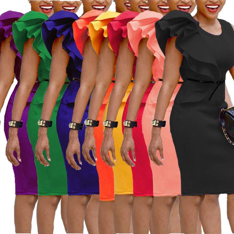 Ruffle Hem Bodycon Pencil Dress, European and American Mid-Length Style, Women s. Belt Not Included. 3XL
Ruffle Hem Bodycon Pencil Dress, European and American Mid-Length Style, Women s. Belt Not Included. 3XL