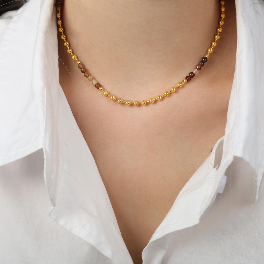 Natural Stone Beads Necklace For Women 18k Gold Plated Stainless Steel Women s Beaded Short Necklaces Neck Choker
Natural Stone Beads Necklace For Women 18k Gold Plated Stainless Steel Women s Beaded Short Necklaces Neck Choker
