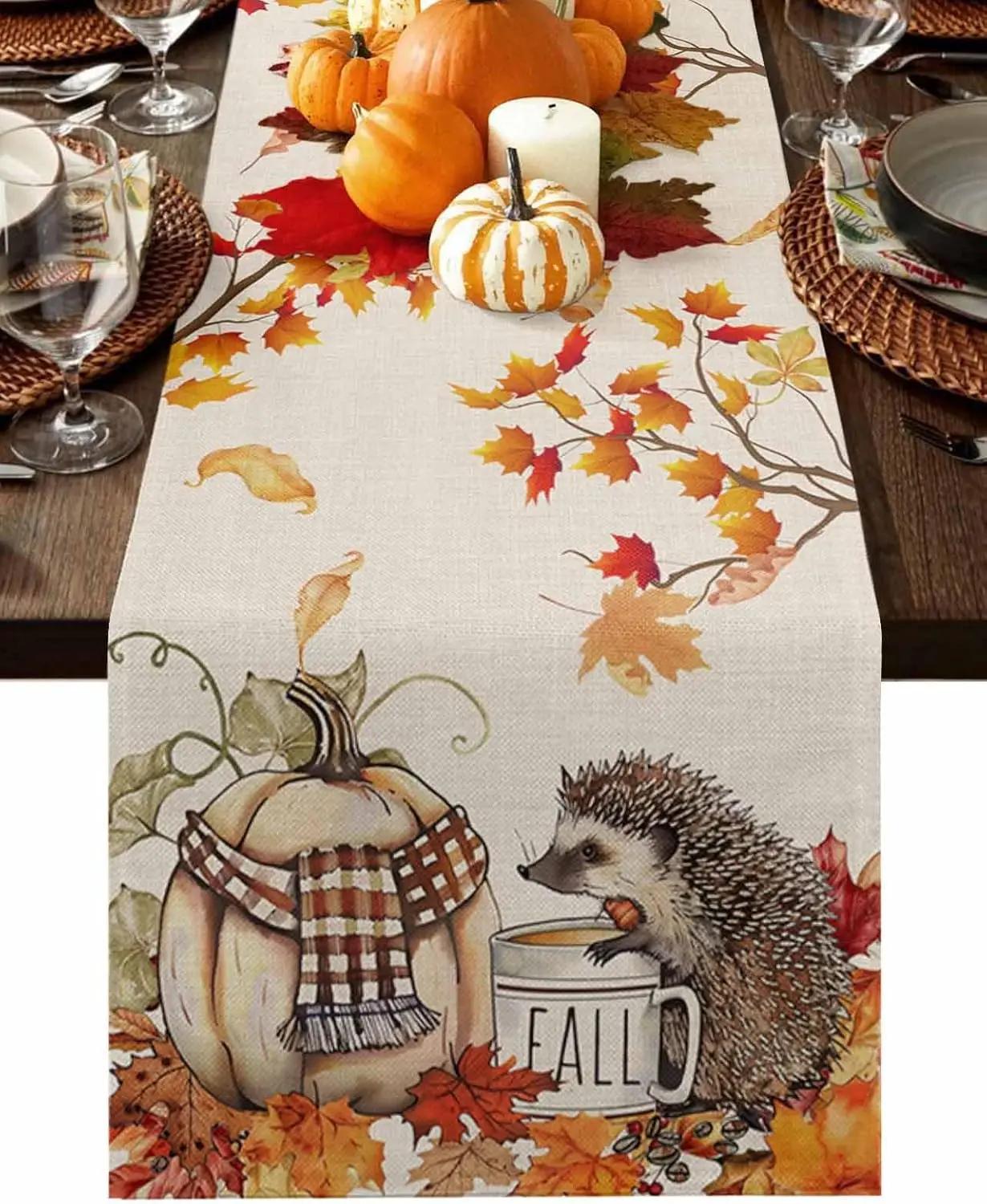 Thanksgiving Pumpkin Hedgehog Linen Table Runner Fall Holiday Kitchen Wedding Party Dining Table Decor Thanksgiving Decorations 150x33cm 59x13inch
Thanksgiving Pumpkin Hedgehog Linen Table Runner Fall Holiday Kitchen Wedding Party Dining Table Decor Thanksgiving Decorations 150x33cm 59x13inch