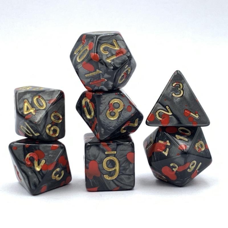 7 шт./компл. набор кубиков DND, настольные игровые кости для ролевых игр, кубики с пятнами крови
7 шт./компл. набор кубиков DND, настольные игровые кости для ролевых игр, кубики с пятнами крови