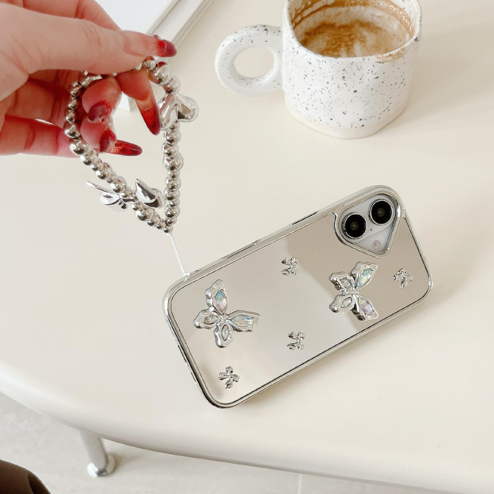 For iPhone 16 Case Rhinestone Decor Butterfly Mirror Surface Phone Cover with Strap As Shown A
For iPhone 16 Case Rhinestone Decor Butterfly Mirror Surface Phone Cover with Strap As Shown A