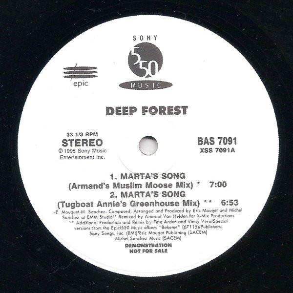12inch Record DEEP FOREST - Marta s Song 7017S1,BAS7091, 550 Music, Epic 1995 US Dance & Electronica Used
12inch Record DEEP FOREST - Marta s Song 7017S1,BAS7091, 550 Music, Epic 1995 US Dance & Electronica Used
