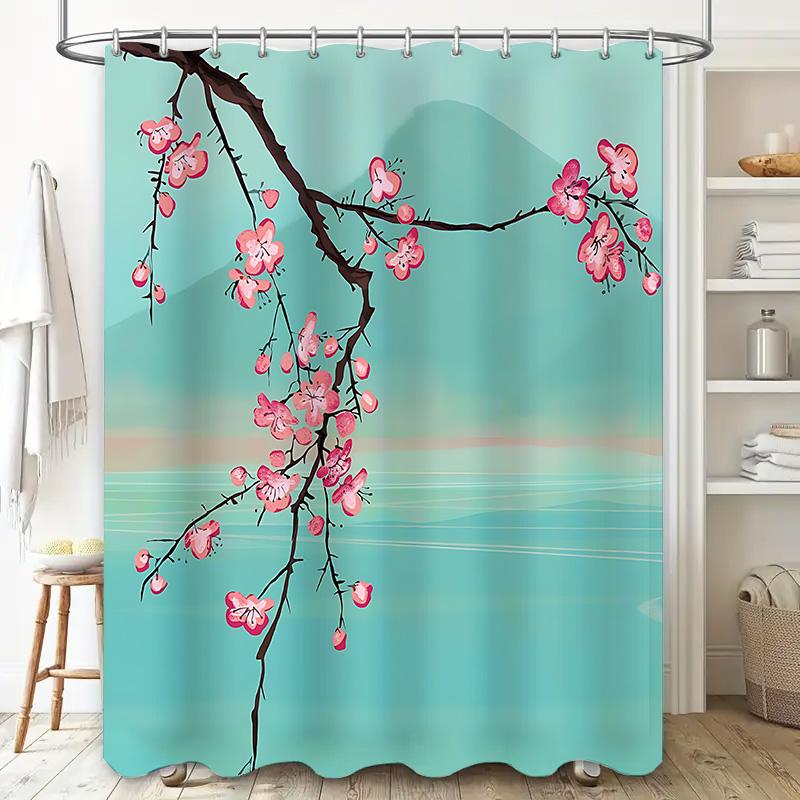 Elegant Cherry Blossom Print Waterproof Shower Curtain For Bathroom Decor With Soft Blue Background Adds Natural Beauty To Space W60H190(CM)-1 Pcs
Elegant Cherry Blossom Print Waterproof Shower Curtain For Bathroom Decor With Soft Blue Background Adds Natural Beauty To Space W60H190(CM)-1 Pcs