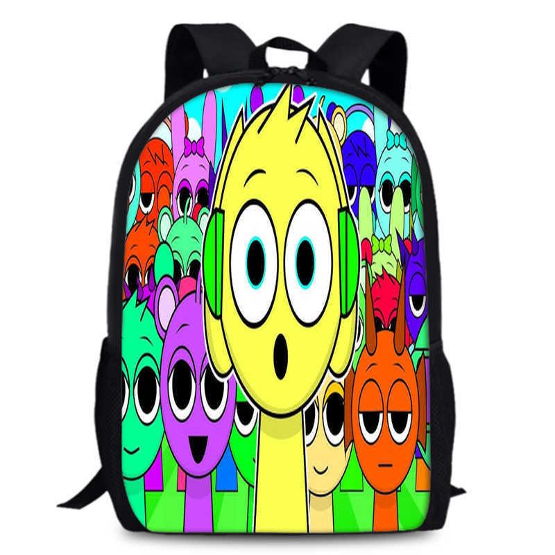 Sprunki Прочный 15-дюймовый Оксфордский Рюкзак Большой Вместимости Школьный Образовательный Студенческий Style 1