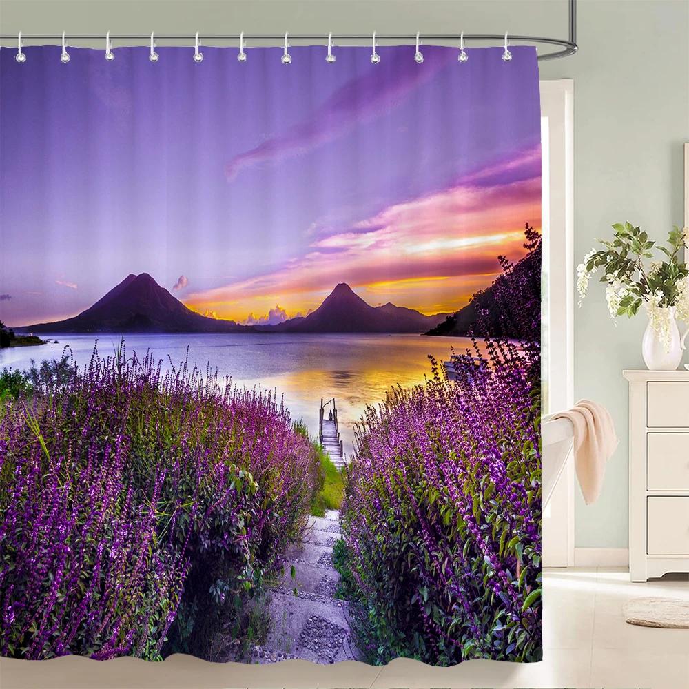 Lavender Scenery Print Shower Curtain Natural Scenery Bath Curtain Waterproof Fabric Bathroom Curtain With Hook For Home Decor W60H190(CM)-1 Pcs
Lavender Scenery Print Shower Curtain Natural Scenery Bath Curtain Waterproof Fabric Bathroom Curtain With Hook For Home Decor W60H190(CM)-1 Pcs