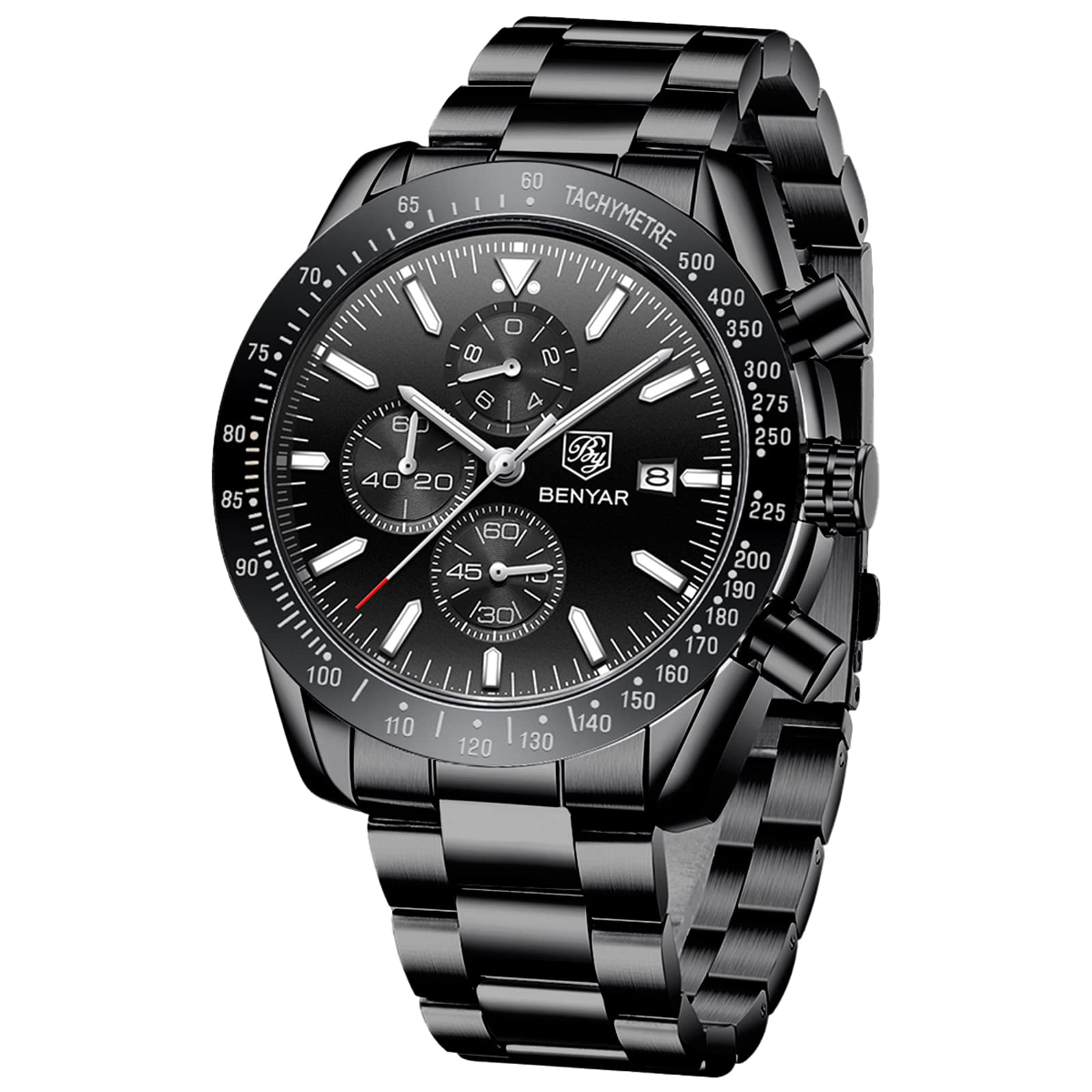 Benyar Men s Chronograph Watch 30M Water Resistant Formal Leather Band Silver Black Quartz Stylish Gift
Benyar Men s Chronograph Watch 30M Water Resistant Formal Leather Band Silver Black Quartz Stylish Gift